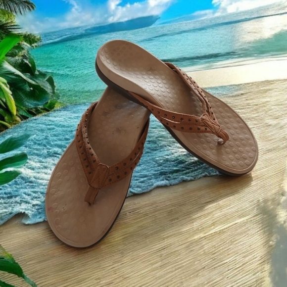 Vionic Orthotic Brown Studded Women's Sandals - Picture 1 of 12
